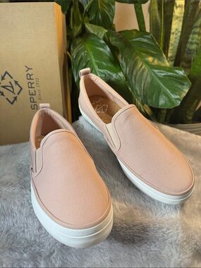 Sperry Slip-On Crest Twin Gore Canvas Eco-Friendly Rose Sneakers -New! Women's 8